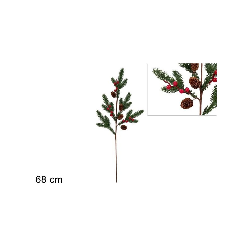 STELO RAMI PIGNE E BACCHE 68CM.